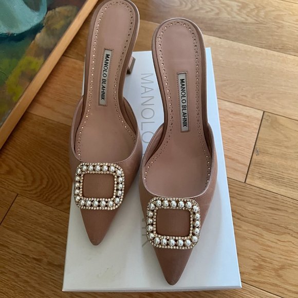 Manolo Blahnik Pearl Fabetamu Mule 38.5 - Picture 6 of 15